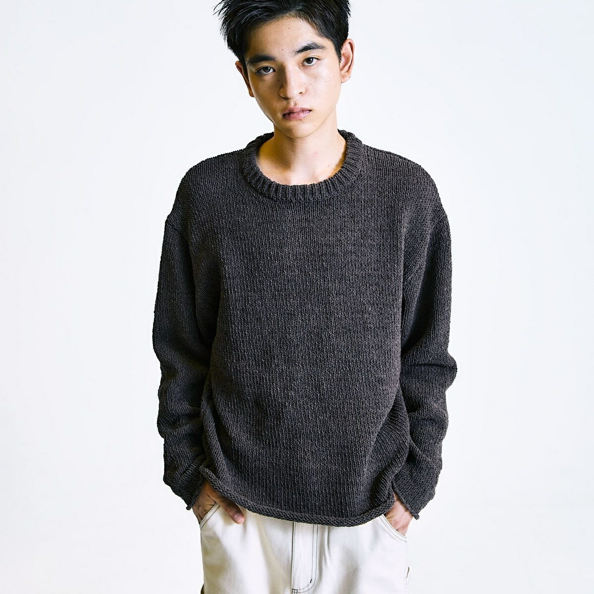 City Ambient Products:〈手洗い可能〉モール ロール クルーネック ニット／シティ アンビエント プロダクツ（City Ambient Products）