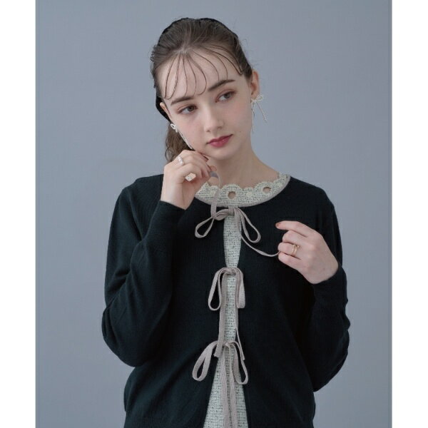 【前後2WAYで楽しめる】配色リボン カーディトップス／クチュールブローチ（Couture Brooch）のサムネイル