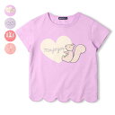 裾スカラップ動物プリント半袖Tシャツ/ムージョンジョン(moujonjon)