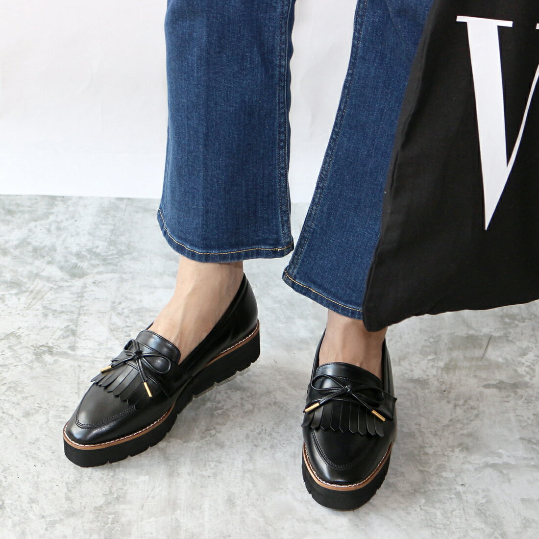 厚底リボンキルトローファー/フィン(Fin)