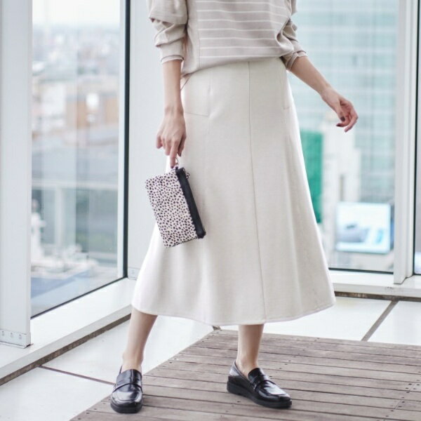 【洗える／UVケア／SETUP可能】ライトジャージ セミフレアスカート／インディヴィ（INDIVI）