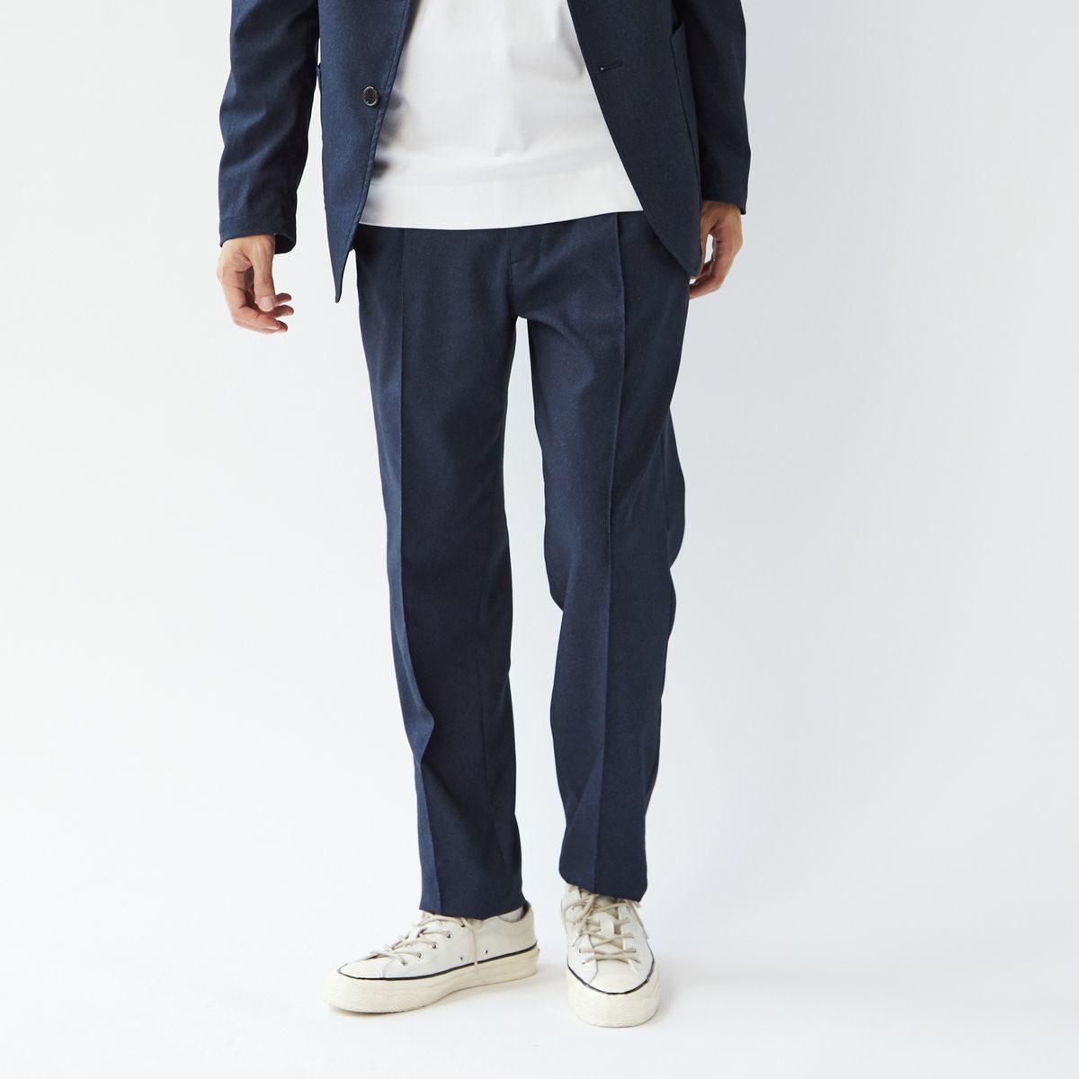 エクストレッチトラベストクリースステッチ入りイージーテーパードパンツ(セットアップ可)／メンズメルローズ（MEN'S MELROSE）