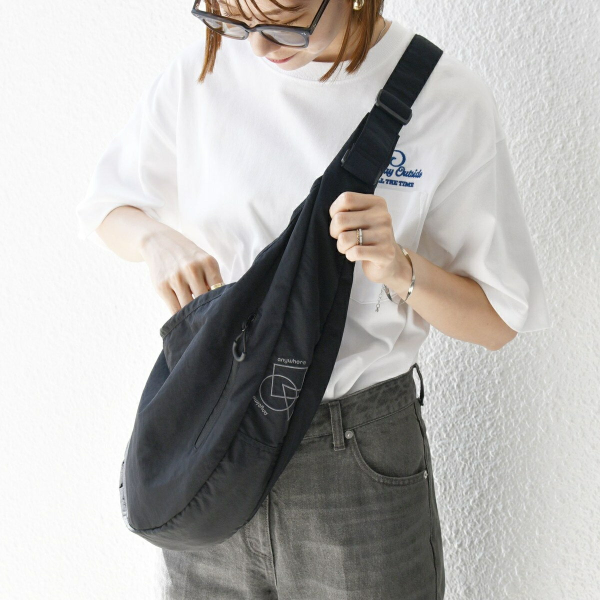 SHIPS any: リップストップ ナイロン ロゴ 刺繍 クレッセント ショルダーバッグ◇／シップス エニィ（SH..