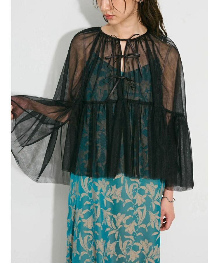 リボンチュールデザインブラウス／アンリエットミュゼ（AnriettMusee）