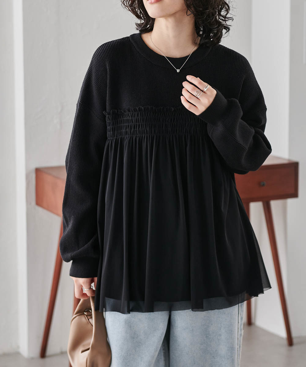 MTLビスチェ風チュールドッキングニット／ラナン（Ranan）