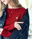 大人のベーシックニット。ワンポイント胸刺繍ボートネック長袖リブニット/クラシカルエルフ(Classical Elf)