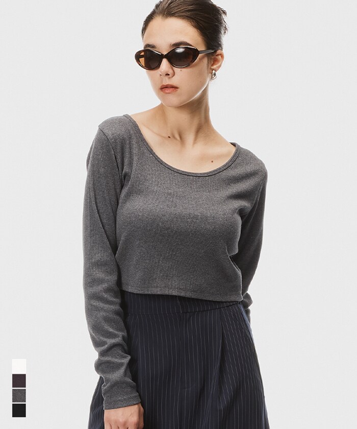 前後2WAYリブクロップドロンT 全4色／コカ（coca）のサムネイル