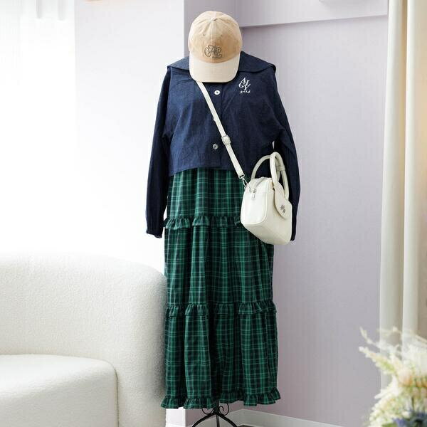 【スタッフ企画】BIG衿デニムシャツ＆フリルティアードセット／アルジー（ALGY）