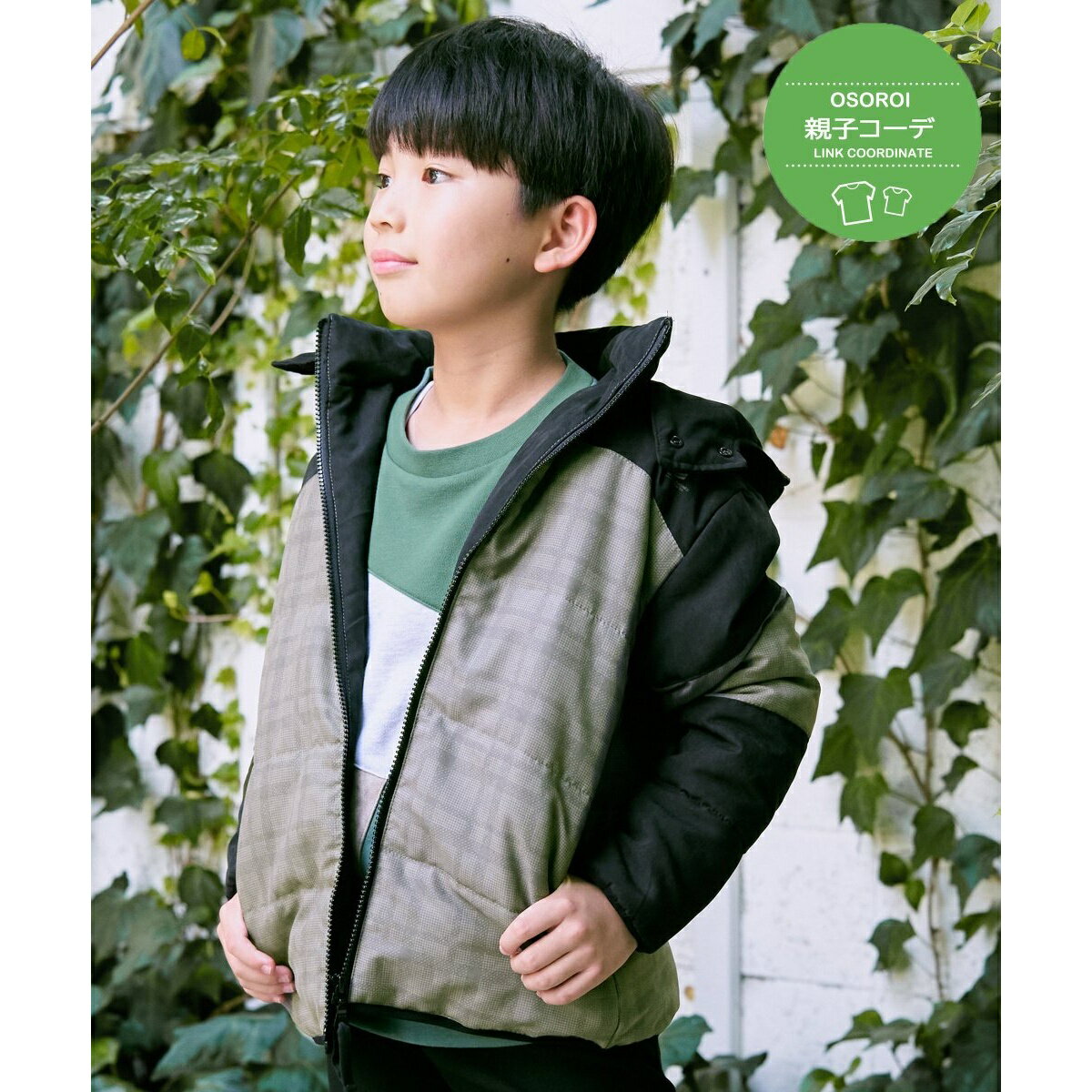 フード脱着チェック切り替えブルゾン(110?160cm)/イッカ(ikka)