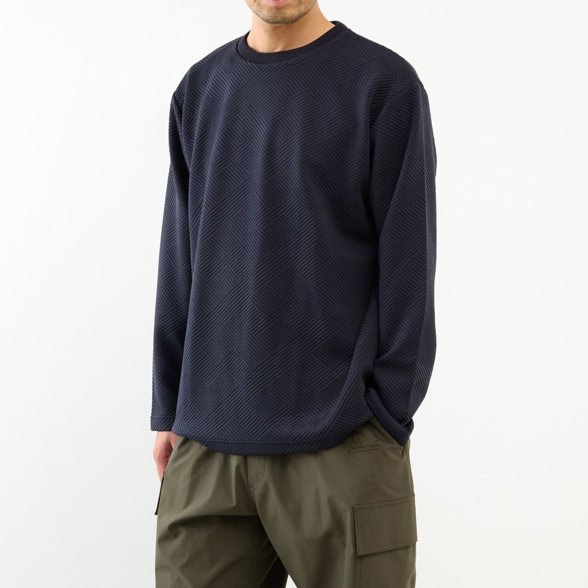 ブリスタージャガードクルーネックロングスリーブTシャツ／メンズメルローズ（MEN'S MELROSE）