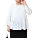 【fleur】【L〜5L】フクレジャガード 異素材 切替 ブラウス/フルールbyミントブリーズ(fleur by mint breeze)