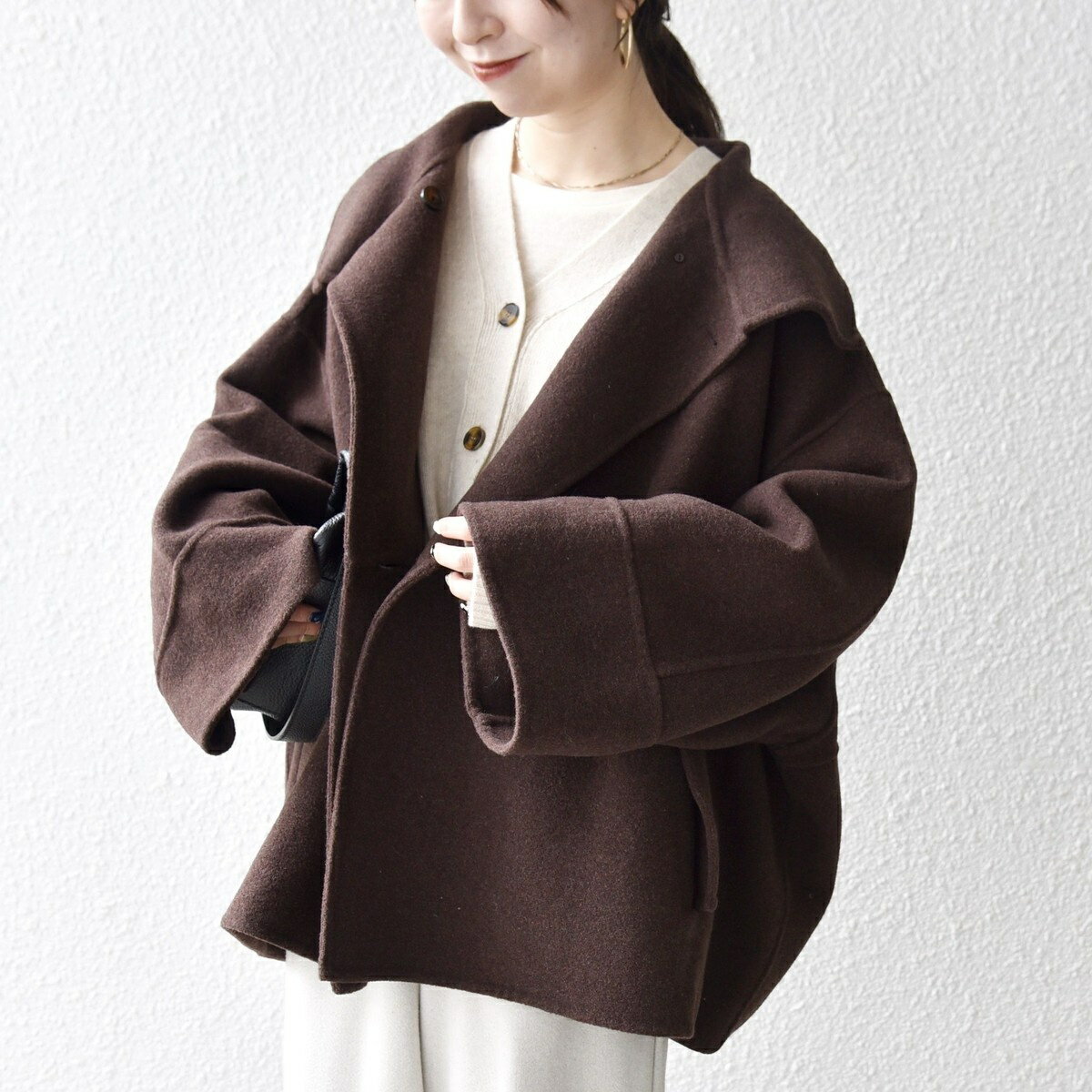 【WEB限定】SHIPS any: リバー スタンドカラー ポンチョ ショート コート／シップス エニィ（SHIPS any）のサムネイル