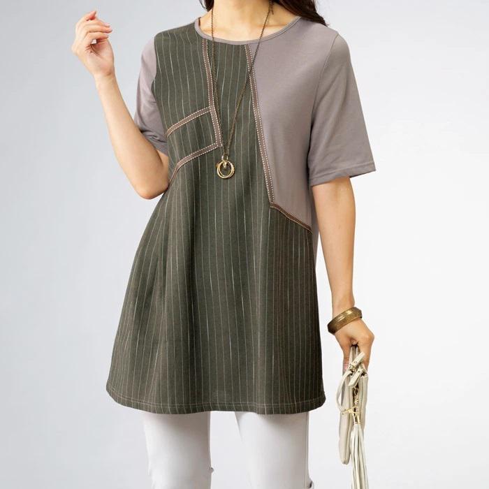 デニム切替タックチュニック ／バックヤードファミリー（BACKYARD FAMILY）