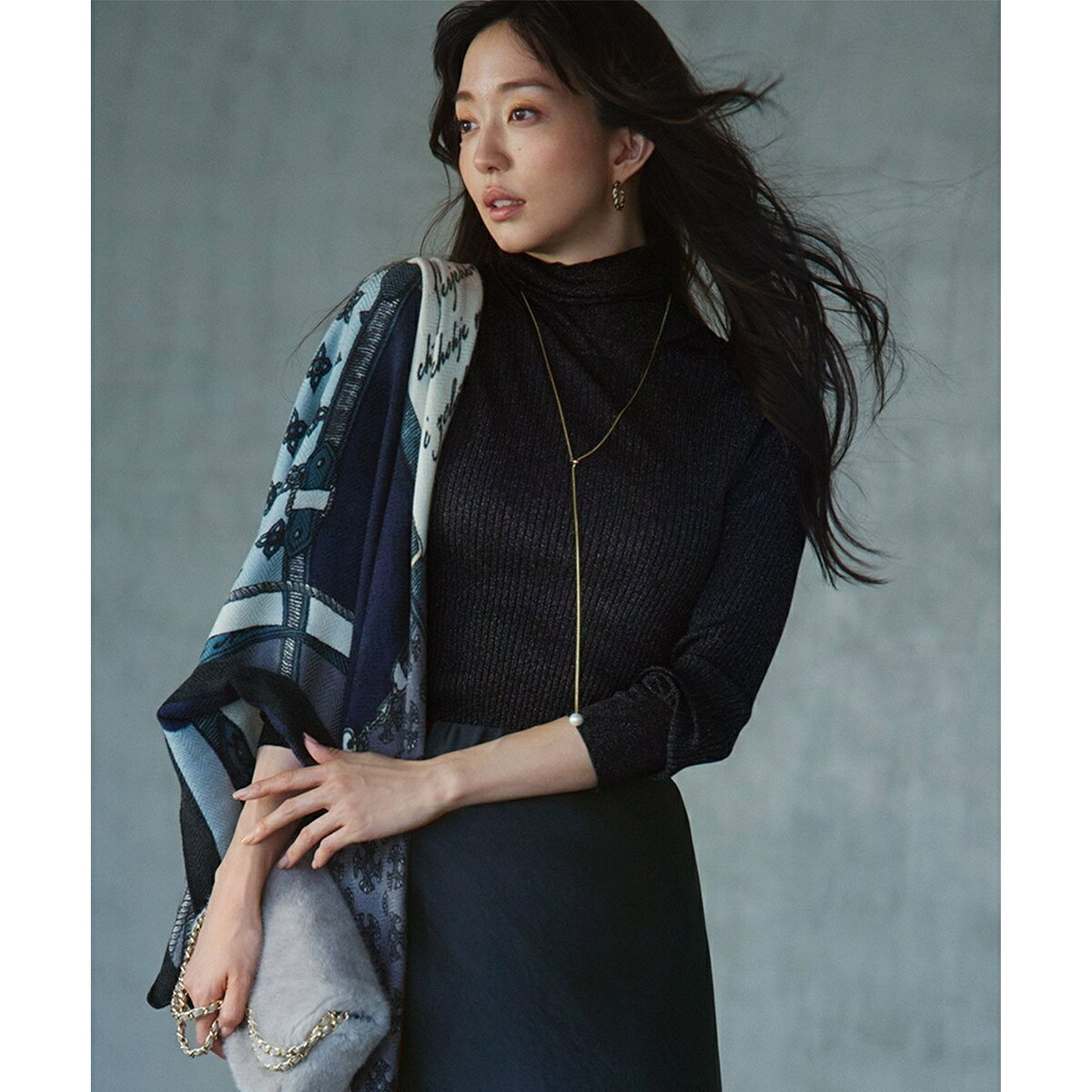 [Washable] Sheer Lame Turtleneck Knit / 23区 (23KU)