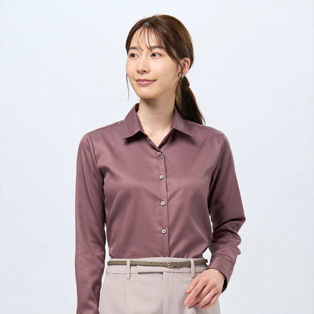 【超形態安定】 レギュラー衿 綿100% 長袖 レディースシャツ/ブリックハウス(BRICKHOUSE)