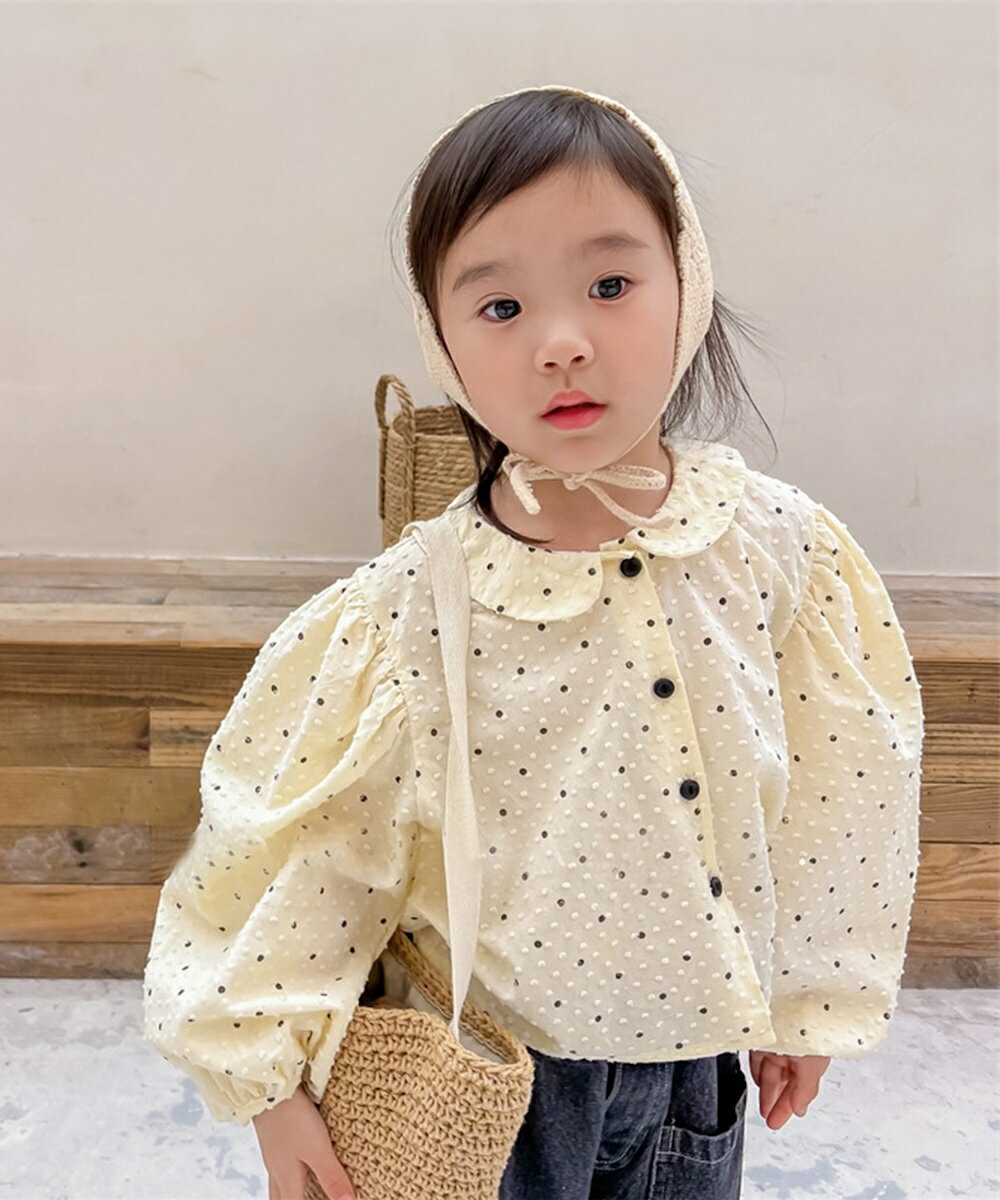 aimoha-KIDS- ドット柄パフスリ_ブ_ブラウス／アイモハ（aimoha）