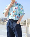HOOK- レトロ調 古着風総柄ビッグオーバーシャツ/フック(HOOK)