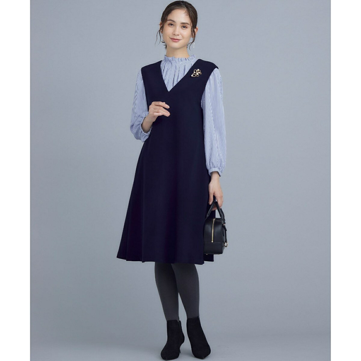 ライトダブルクロス ジャンパーワンピース／組曲（KUMIKYOKU）