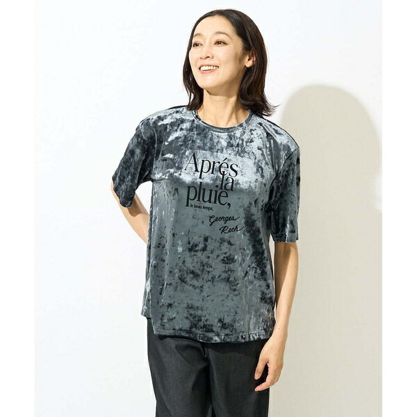 クラッシュベロアロゴ5分袖カットソー／ジョルジュ・レッシュ（GEORGES RECH）