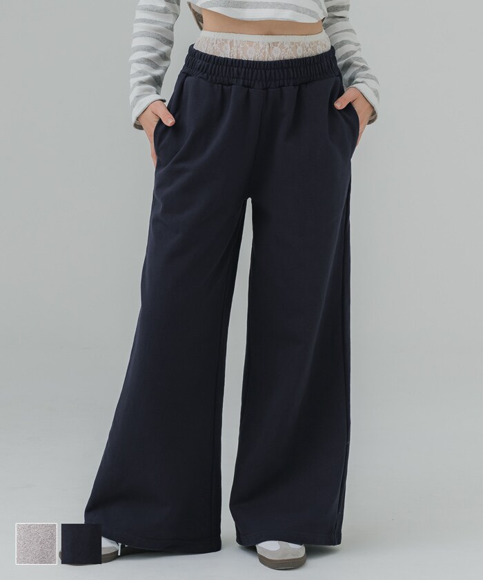 レース レイヤード スウェット パンツ 全2色／コカ（coca）のサムネイル