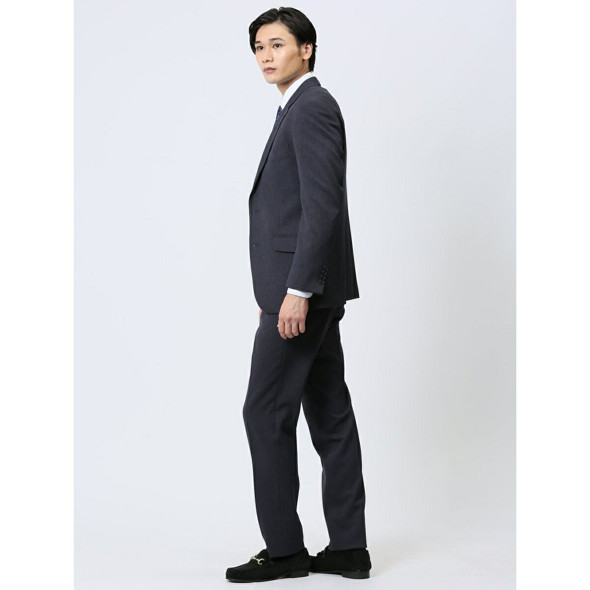 【ストレッチ ウォッシャブル】タカキュー 2ボタン2ピース ビジネスセットアアップスーツ シャーク紺／タカキュー（TAKA-Q）
