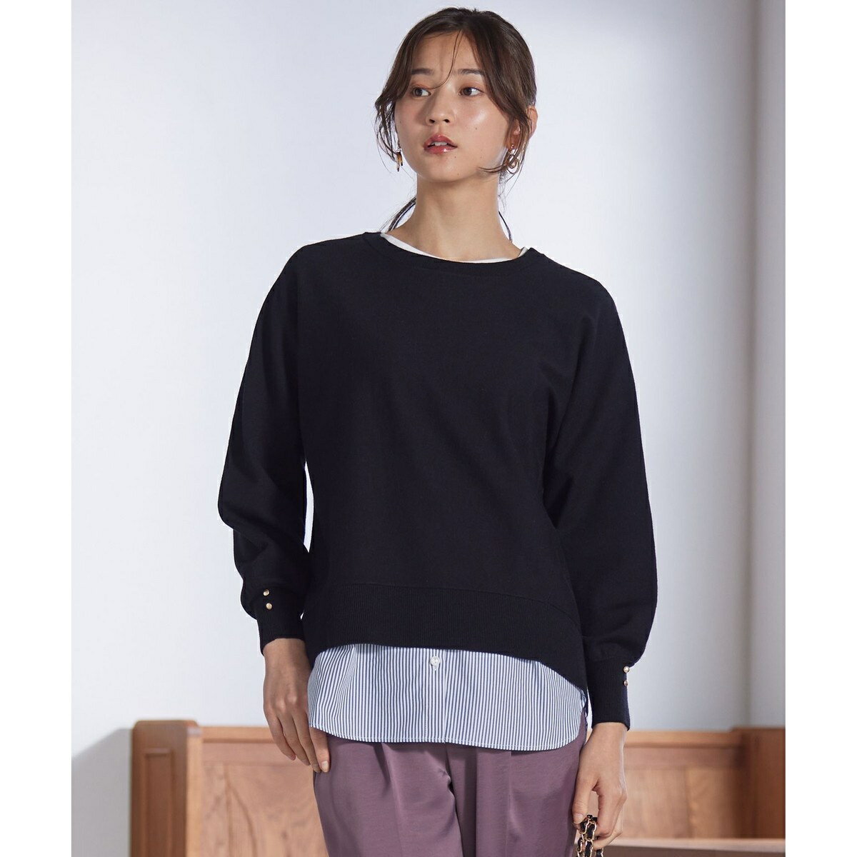 【洗える】シャツコンビレイヤード カットソー／エニィスィス（any SiS）のサムネイル