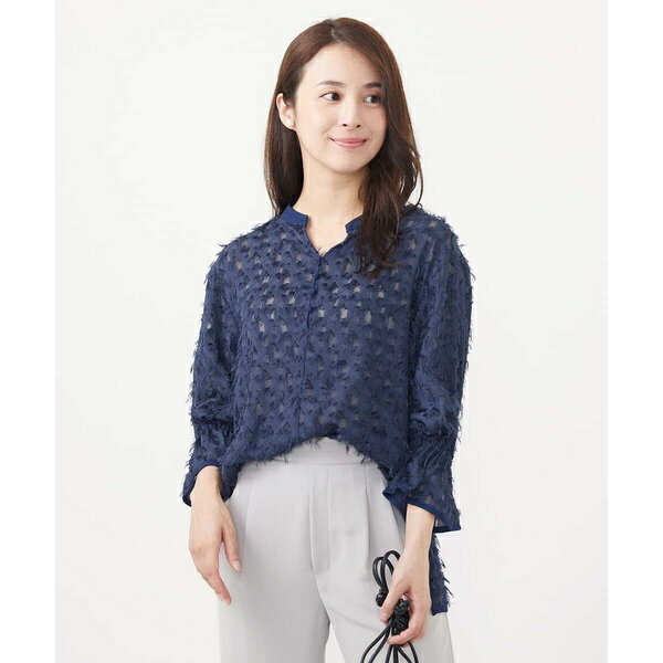 【小さいサイズ】フリンジカットジャガードブラウス/洗える／MK ミッシェルクラン（MK MICHEL KLEIN ）