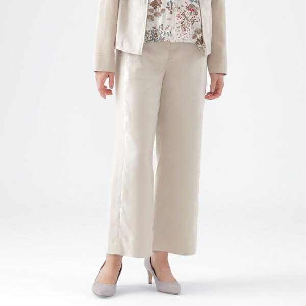 【ウォッシャブル】ストレッチスエードセミワイドストレートパンツ／トランスワーク（TRANS WORK）