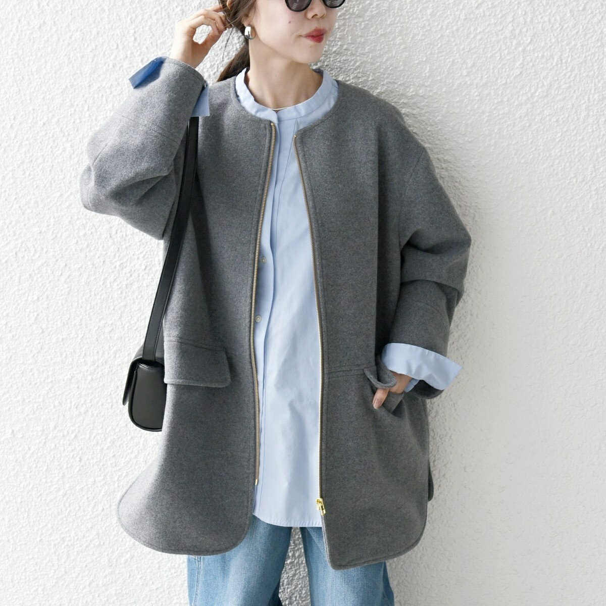 SHIPS any: SUPER100 ノーカラー ジップ ショートコート／シップス エニィ（SHIPS any）のサムネイル