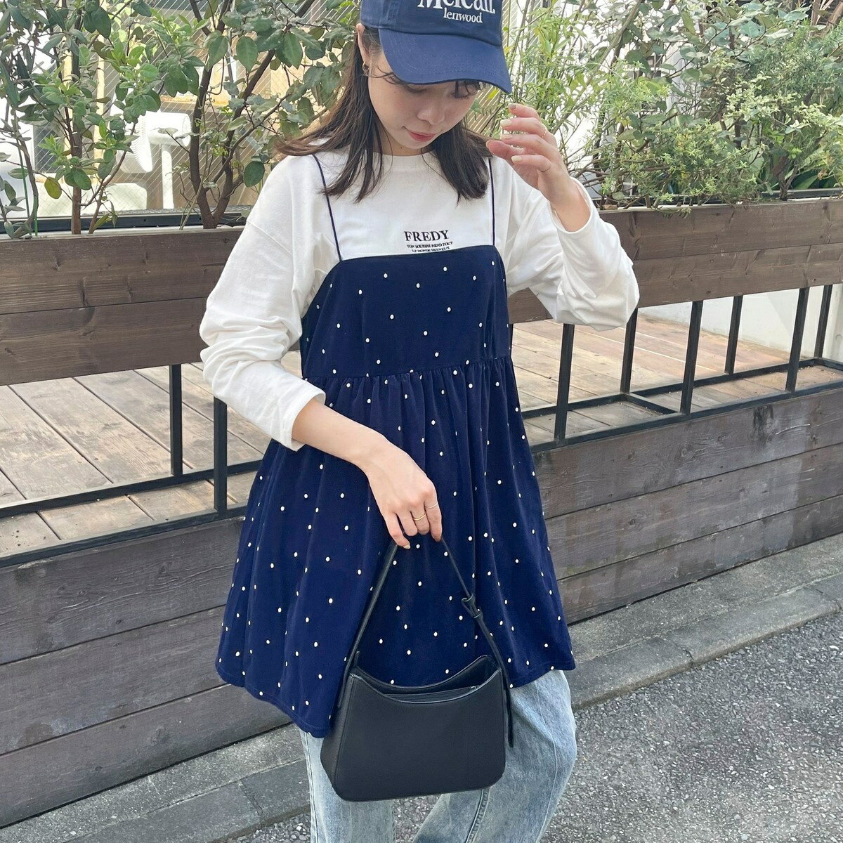 《セットアップ対応》ベロアドット刺繍キャミブラウス／フレディ＆グロスター（FREDY＆GLOSTER）