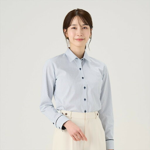 【透け防止】 形態安定 レギュラー衿 長袖 レディースシャツ/ブリックハウス(BRICKHOUSE) 【透け防止】 形態安定 レギュラー衿 長袖 レディースシャツ/ブリックハウス(BRICKHOUSE)
