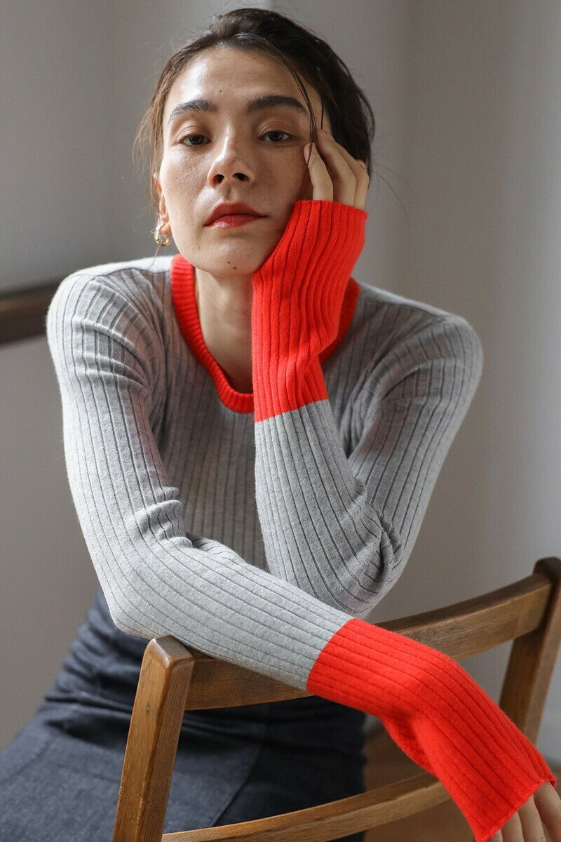 配色フィンガーホールリブニット／ボンジュールサガン（BONJOUR　SAGAN）のサムネイル