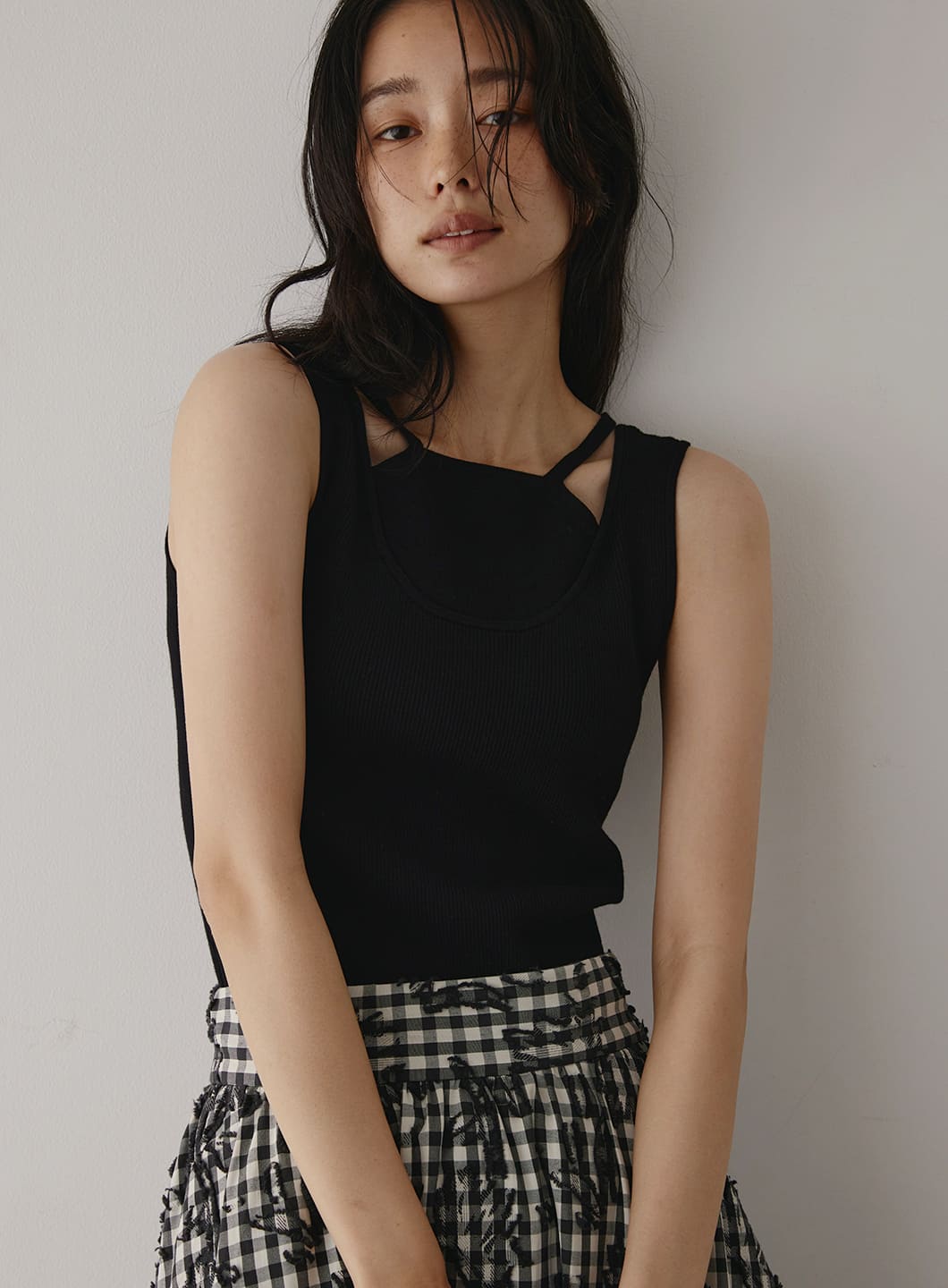 レイヤード風ニットタンクトップ／コエル（COEL）
