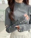【mily bilet】ニットで作る綺麗めカジュアル。袖スリット&ボタン使いハイネックリブニット/クラシカルエルフ(Classical Elf)