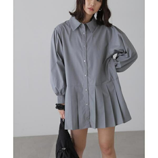 プリーツティアードシャツミニワンピース／フリーズマート（Free's Mart）