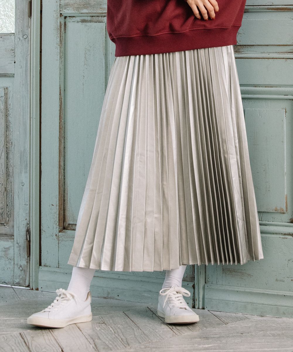 【大きいサイズ】 9号・15号(M・3L) フェイクレザープリーツスカート/サブストリート(sab street)