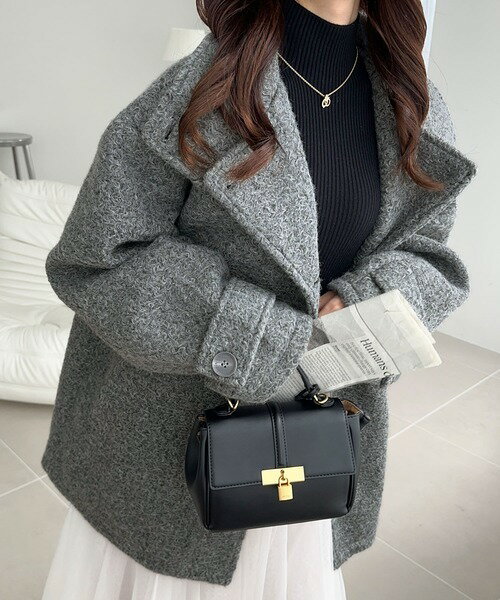 【mily bilet】秋冬の味方！ウールライクスタンド2WAYカラーリングニットコート／クラシカルエルフ（Cl..