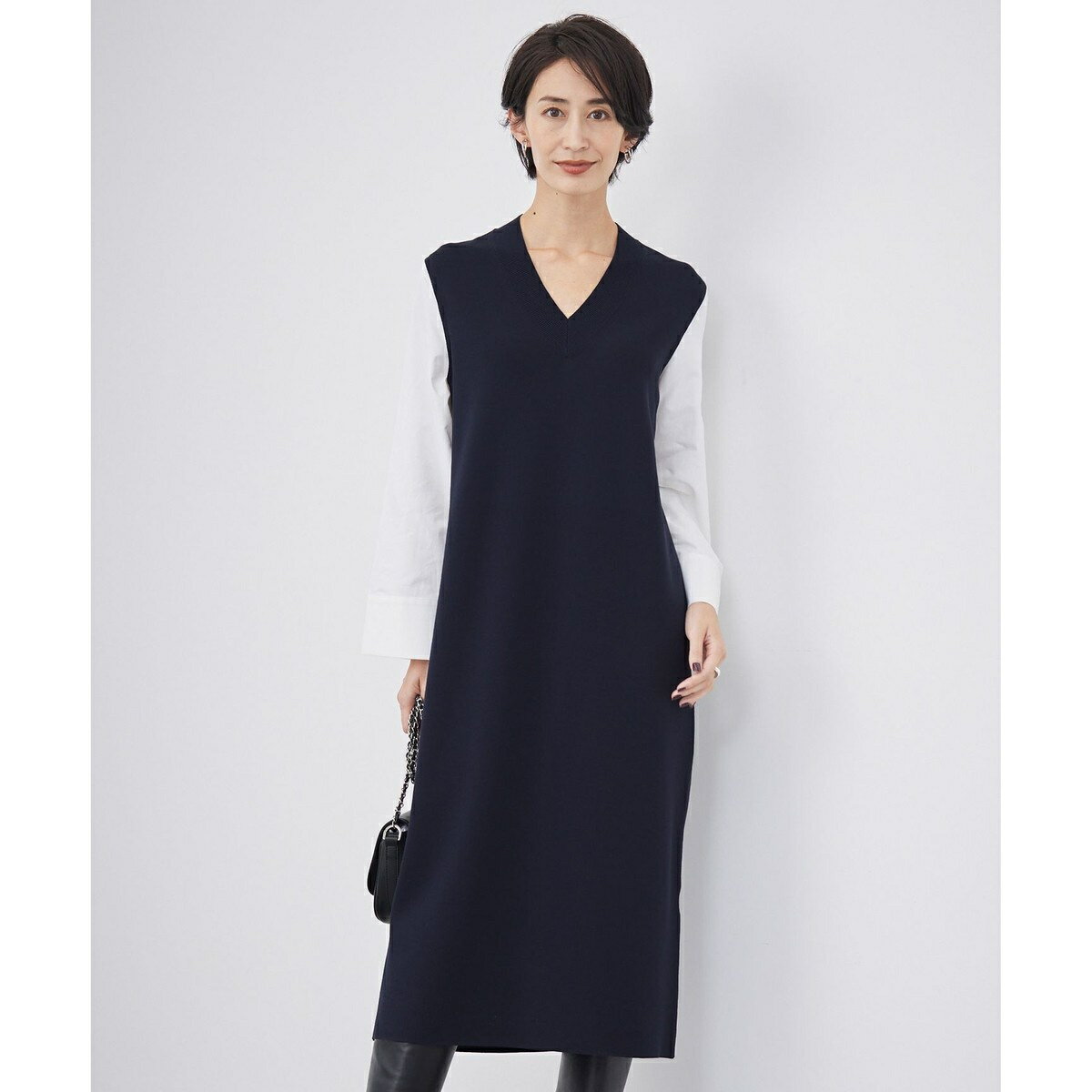 【洗える】 クロスコンビ ニットワンピース／ICB（ICB）