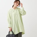 【SALE/E‐QUALITY/手洗い可】スキッパーネックチュニックブラウス/リフレクト(Reflect)