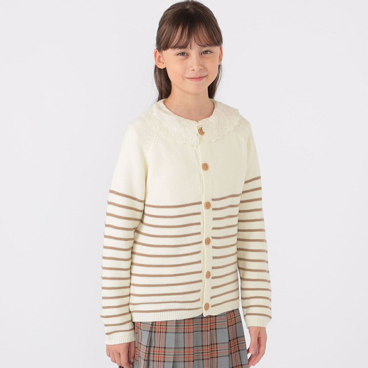 SHIPS KIDS:130〜155cm / 〈洗濯機可能〉ボーダー カーディガン／シップス（SHIPS）