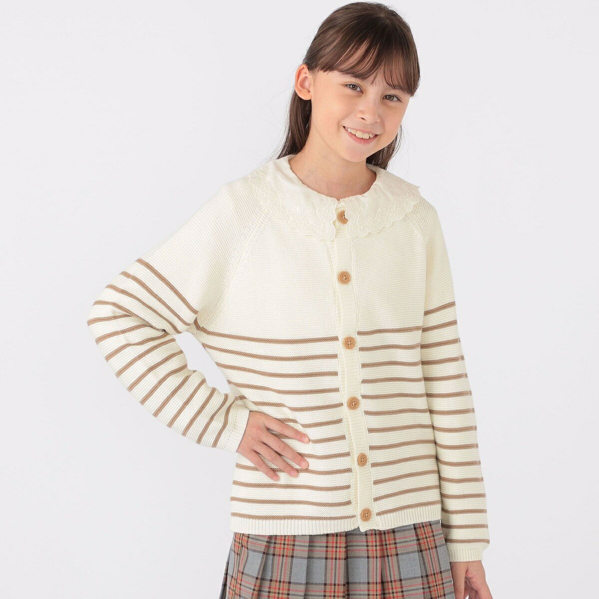 SHIPS KIDS:130〜155cm / 〈洗濯機可能〉ボーダー カーディガン／シップス（SHIPS）