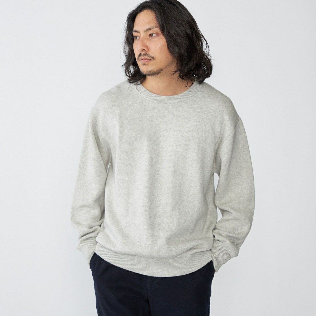 SHIPS:〈手洗い可能〉コットン カシミヤ 単色 クルーネック ニット/シップス(SHIPS)