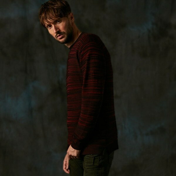 リップルタックボーダークルーネックニット／ハイダウェイ（HIDEAWAYS）