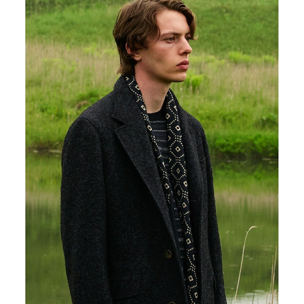 【イタリア製/CAMERUCCI ARCHIVIO】ジオメトリッククレスト ストール／ジョセフアブード（JOSEPH ABBOU..