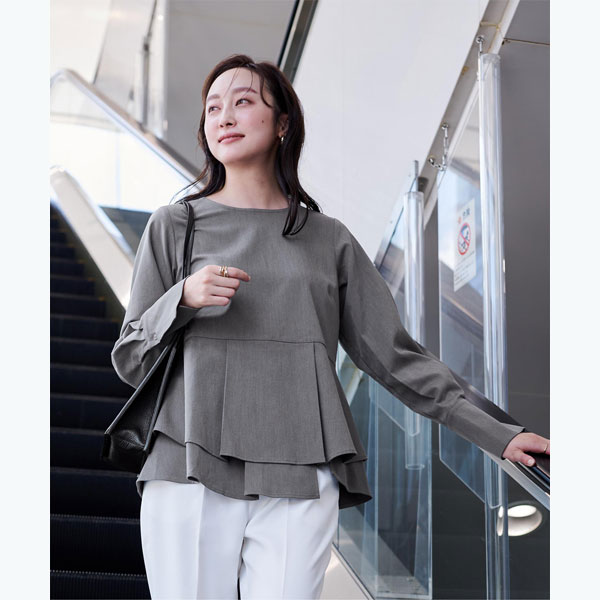 イレギュラーヘムペプラムブラウス／ユアーズ（ur's）