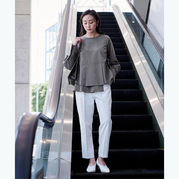 イレギュラーヘムペプラムブラウス／ユアーズ（ur's）