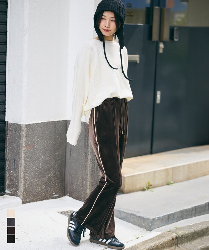 ベロアフレアラインパンツ 全4色／コカ（coca）のサムネイル