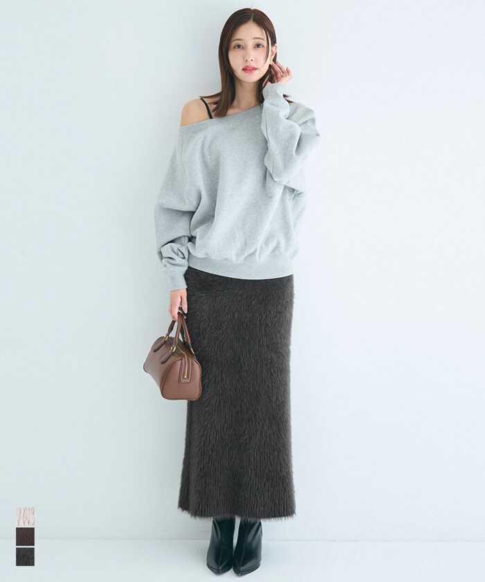 シャギーニットIラインスカート 全3色／コカ（coca）のサムネイル