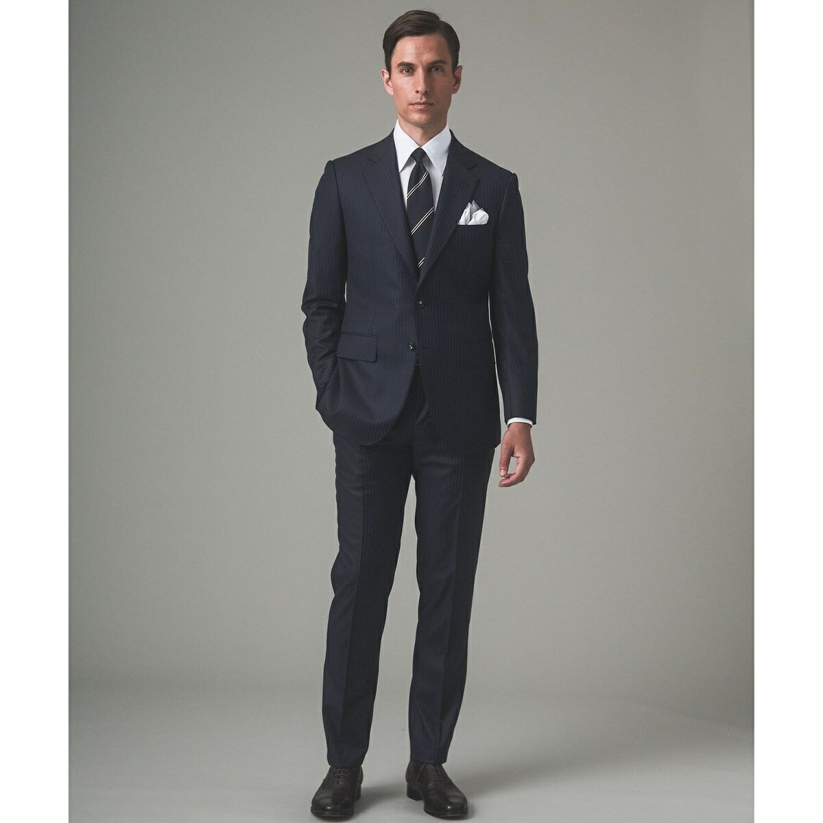 【Loro Piana Fabric】365 通年スーツ(ネイビー×ストライプ)/五大陸(gotairiku)