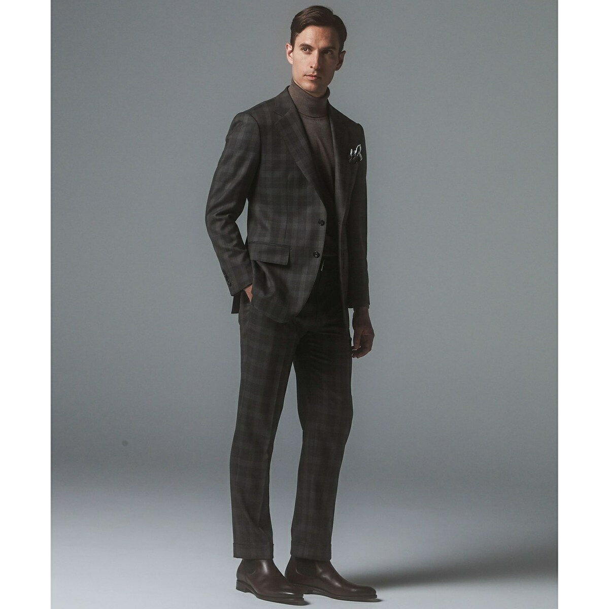 【CANONICO/カノニコ】 リベンジ 150's 通年スーツ(ブラウン×チェック)/五大陸(gotairiku)